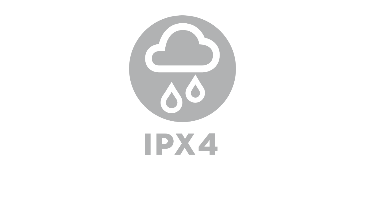 Ikona z chmurą deszczową, poniżej napis „IPX4”